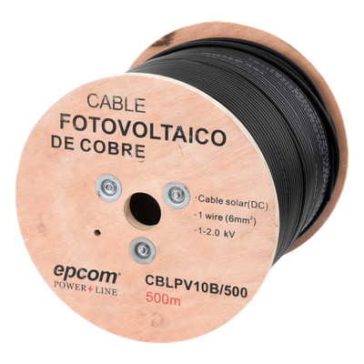 Cable Fotovoltaico / 6 mm² (10 AWG) / 500 m (1640.4 ft) / Cobre Suave / 2000 Vcc / Resistencia UV-Ozono / -40°C a 120°C