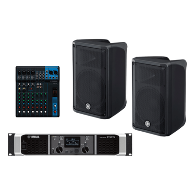 Sistema PA / 2 Bocinas 2 Vías 10″ / Amplificador Clase D 2x 800W / Mezclador 10 Canales / DSP Avanzado / Conectores XLR, TRS y Speakon