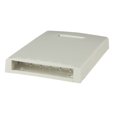 Caja de Montaje en Superficie / 6 Puertos Mini-Com / 24 m / 78.7 ft de Fibra con Búfer / Blanco Mate