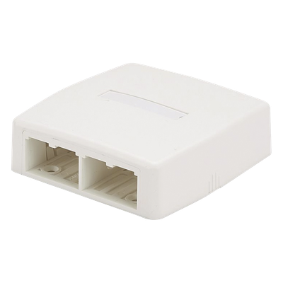 Caja de Montaje en Superficie / 4 Puertos Mini-Com / ABS / Blanco Mate / 3.75 x 1.18 x 3.70 pulg