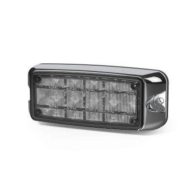 Luz de Advertencia LED / Montaje en Superficie / Rojo/Azul / 10 LEDs / 12-24 VDC / Bisel Cromado / IP Resistente