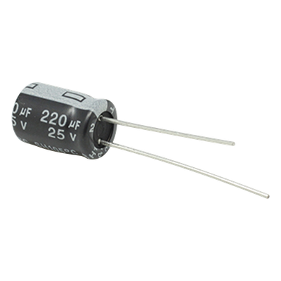 Capacitor Electrolítico Radial / 220 µF / 25 Vcc / 105 °C / 8 x 11 mm / 2000 h Durabilidad