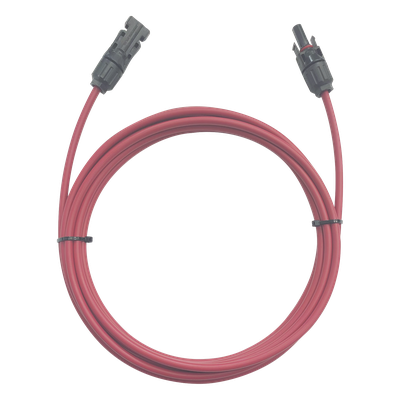 Cable Fotovoltaico / 1 m (3.28 ft) / 6 mm² (10 AWG) / Rojo / MC4 Macho-Hembra / -40°C a 90°C / 1000/2000 V