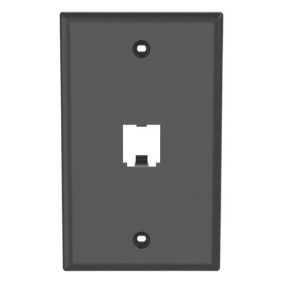 Placa de Pared Vertical / 1 Puerto / Mini-Com / Diseño Plano / ABS / 2.75 x 4.5 in / Negro