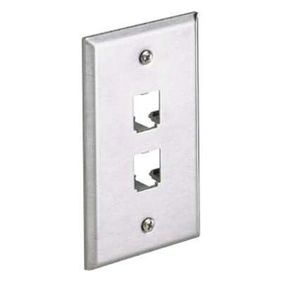 Placa de Pared Vertical / Acero Inoxidable Grado 304 / 2 Puertos Mini-Com / 2.75 x 4.5 pulgadas
