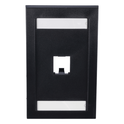 Placa de Pared Vertical / 1 Puerto Mini-Com / Espacio para Etiquetas / ABS Negro