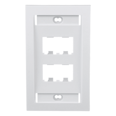 Placa de Pared Vertical / 4 Puertos Mini-Com / 69.8 x 114.3 mm / 2.75 x 4.5 in / Con Espacio para Etiquetas / Blanco