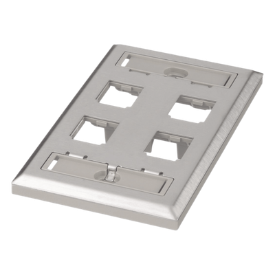 Placa de Pared Vertical / Acero Inoxidable Grado 304 / 4 Puertos Mini-Com / 69.8 x 114.3 mm / 2.75 x 4.5 pulg.