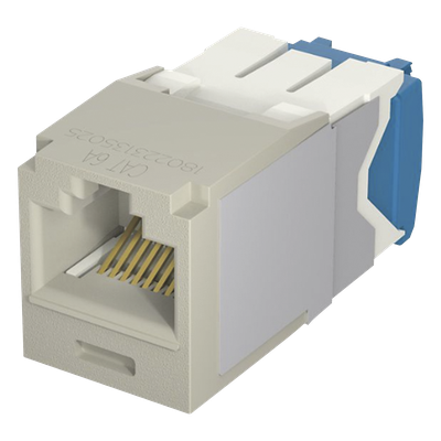 Conector Jack RJ45 / Categoría 6A / 8 Posiciones 8 Cables / Terminación TG / PoE 100W / Color Gris