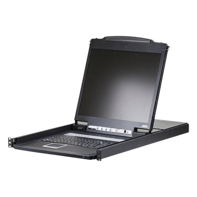 Conmutador KVM LCD / 19′ LED / 8 Puertos / VGA / USB y PS/2 / 1280×1024 a 75 Hz / Control en Cascada hasta 128 Ordenadores