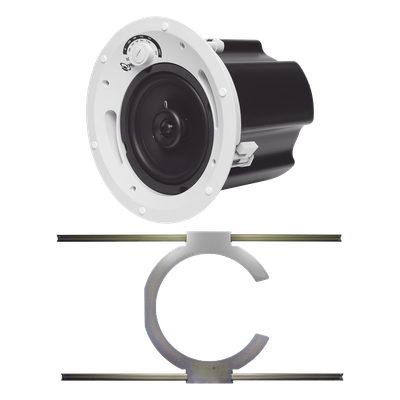 Bocina de Techo / 6.5′ / 70V/100V o 8 Ohms / 60W / 88 dB / Rejilla Fantasma Sin Marco / Soporte Acero para Techos Suspendidos