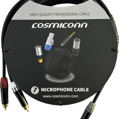 Cable Audio 3.5mm a 2 RCA / Diferenciador Blanco y Rojo / Conectores Negros / 5m (16.4 ft)