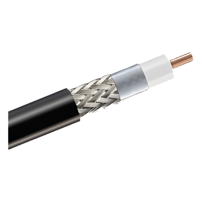 Cable coaxial RF / 50 Ohms / 5 m (16.40 pies) / Malla trenzada / Baja pérdida / Exterior