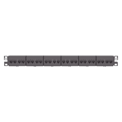 Panel de Parcheo / 24 Puertos / Categoría 6 / 1 UR / Plano / Negro