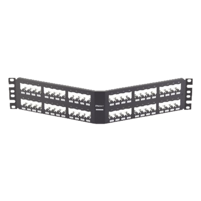 Panel de Parcheo Modular / 48 Puertos / 2UR / Diseño Angulado / Totalmente Blindado / Acero Inoxidable