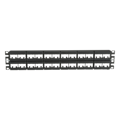 Panel de Parcheo Modular / 48 Puertos / 2 UR / 19in / Plano / Sin Blindaje / Mini-Com