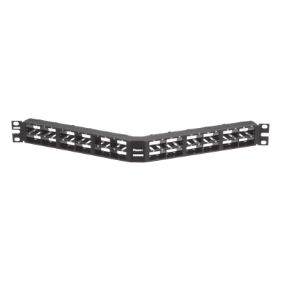 Panel de Parcheo Modular / 48 Puertos / 1UR / 19in / Angulado / Alta Densidad / Sin Blindaje / Mini-Com
