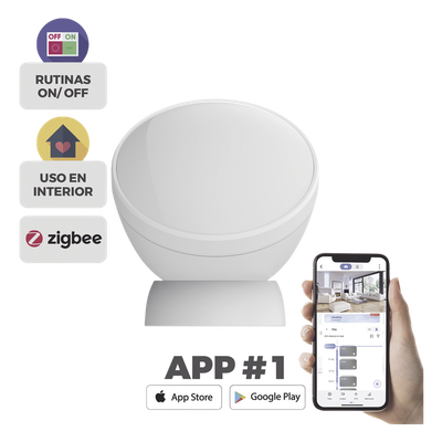 Sensor de Movimiento PIR / Inmunidad para Mascotas / Zigbee 3.0 / Alcance 7 m (23 ft) / Batería 3 Años / Ángulo 360°
