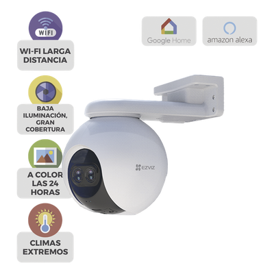Cámara PT IP / 2 Megapixel / Lente Dual 2.8 mm y 12 mm / Visión Nocturna Color 30 m (98.4 ft) / Wi-Fi 2.4 GHz / IP65 / Cobertura 360°