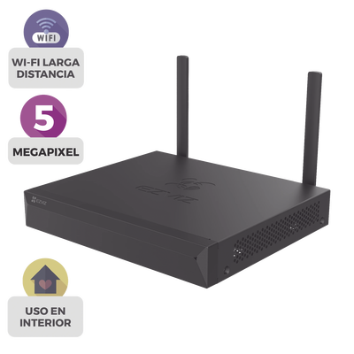NVR IP / 4 Canales / 5 Megapixel (3K) / Wi-Fi 2.4 GHz Dual Antena / H.265/H.264 / HDMI 2592×1944 / Almacenamiento 8TB / ONVIF