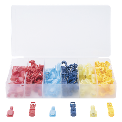 Kit Conectores T-Tap / 120 Piezas / 3 Calibres AWG / Cobre Estañado / Sin Corte de Cables / -10°C a 70°C