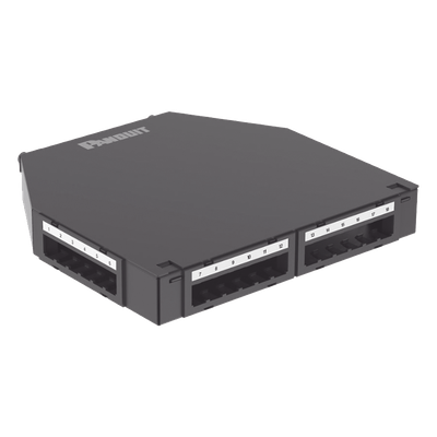 Caja de Consolidación / 24 Puertos Mini-Com / Aluminio / Instalación Piso o Pared / 1.7 in (43 mm) Profundidad Mínima