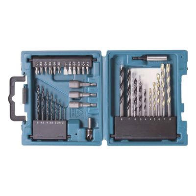 Juego de Accesorios Multipropósito / 34 Piezas / Brocas HSS-R, Concreto y Madera / Puntas y Avellanadores / Guías Magnéticas T20, T25, T30