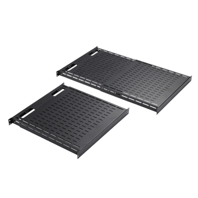 Charola Ventilada de Instalación sin Herramienta / Superficie 19″ / Ajustable 792 a 1151 mm (31.2 a 45.3 in) / Carga 68 kg (150 lb) / Acero Negro