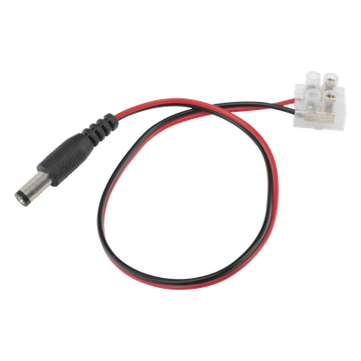 Cable de Alimentación DC / Calibre 18 AWG / Conector DC Macho 5.5×2.1 mm / Bloque Terminal Atornillable / Longitud 28.5 cm