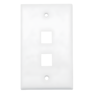 Placa de Pared / 2 Puertos / UL 94 V-0 / 114x70x10 mm / 0.37×0.23×0.03 ft / 20 Piezas / Blanco