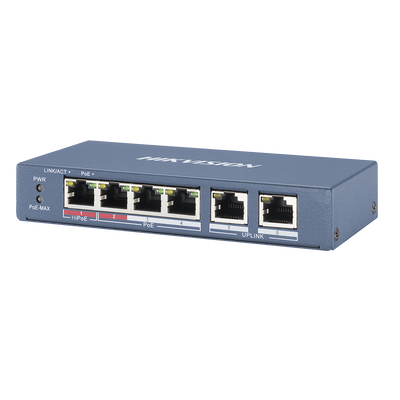 Switch PoE+ / No Administrable / 3 Puertos 10/100 Mbps PoE+ 30W / 1 Puerto Hi-PoE 60W / 2 Puertos Uplink / Modo Extendido hasta 300 m (984 pies)