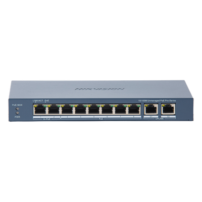 Switch PoE+ / 7 Puertos 10/100 Mbps 30W / 1 Puerto Hi-PoE 90W / 2 Uplink Gigabit / Alcance Extendido 300 m (984 pies) / 110 W Total