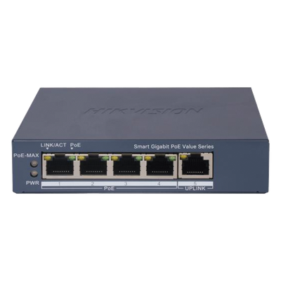 Switch PoE+ Gigabit / 4 Puertos PoE+ / 1 Puerto Uplink / Monitoreable / Alcance Extendido 300 m (984.3 ft) / 45 W / Gestión Cloud