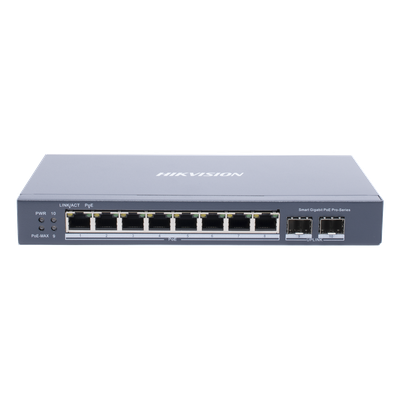 Switch Administrable PoE+ / 8 Puertos Gigabit / 2 SFP / Extensión 300 m (984.3 ft) / 110 W / Gestión en la Nube