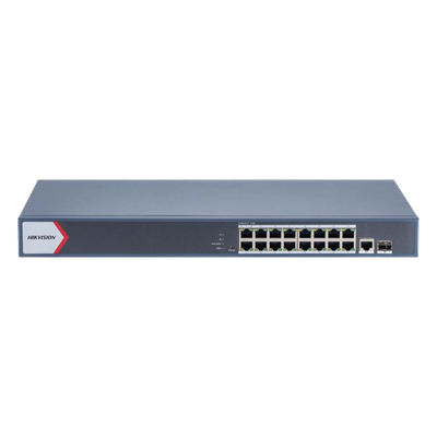 Switch PoE+ Administrable / 16 Puertos Gigabit / 1 Puerto Uplink Gigabit / 1 Puerto SFP / 230 W / Alcance Extendido 300 m (984.3 ft)
