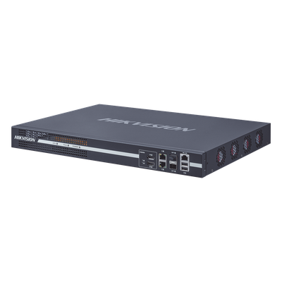 Decodificador de Vídeo IP / 4 Salidas HDMI 4K / Decodificación 64 Canales / Videowall 25 Cámaras por Pantalla / Interfaz de Red 10/100/1000 Mbps y Fibra Óptica