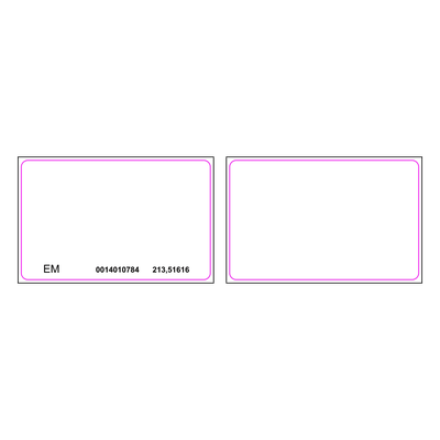 Tarjeta de Proximidad / EM 125 KHz / Rango 2.5-10 cm / ISO 85.5x54x0.8 mm / PVC Blanco / Imprimible Doble Cara