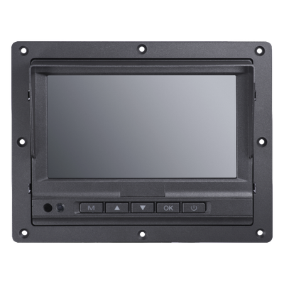 Monitor LCD Vehicular / 7 Pulgadas / 800×480 / 3 Canales de Video / Conector Aviación 4 Pines / -20°C a 70°C / 12 VCC