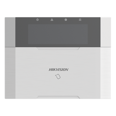 Teclado de alarma / Pantalla LCD / Lector RFID integrado / 2 zonas cableadas / 1 salida de alarma / 64 llaveros / 12VCC / 150x115x28 mm / 5.9×4.5×1.1 in