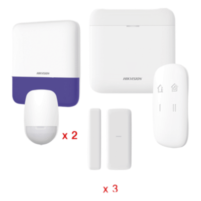 Kit de Alarma Inalámbrica / 48 Zonas / 2 PIR 15 m (49.2 ft) / Sirena Exterior 110 dB / Batería de Respaldo 12 h / Wi-Fi / AES-128