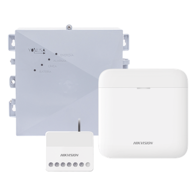 Kit de Alarma Inalámbrica / 48 Zonas / Cerca Energizada 2,500 m (8,202 ft) / Batería de Respaldo 3 Días / Relevador 0-36 Vcc 5 A / Alimentación 127-220 Vca o Panel Solar 12 Vcc