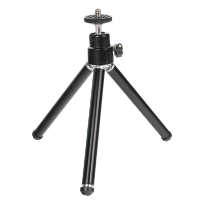 Trípode para Cámara Web / Altura Ajustable 15 a 30 cm (5.9 a 11.8 in) / Tornillo 1/4″ Universal / 3 Secciones Aluminio / Inclinación Ajustable