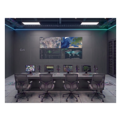Videowall 2×2 / 4 Pantallas LCD 55″ Full HD / Bisel 3.5 mm / Decodificador 16 Salidas HDMI 4K / Montaje de Pared / Operación 24/7