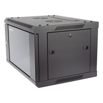Gabinete de Montaje / 6 Unidades de Rack / 19″ / Carga 40 kg / Puerta Cristal Templado / Pared o Piso / 600 x 368 x 450 mm (23.6 x 14.5 x 17.7 in)