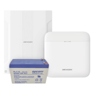 Kit de Alarma Inalámbrica / Conversión de 16 Zonas Cableadas / Comunicación 3G/4G Dual SIM / 48 Zonas Totales / Batería de Respaldo 12V 7Ah / Cifrado AES-128