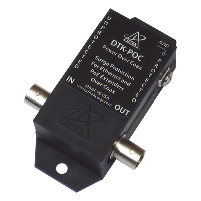 Protector Coaxial PoE / BNC Hembra / 75 Ohms / Ethernet 10/100 / 2.2 x 3.2 x 1.0 pulgadas / Contactos Secos