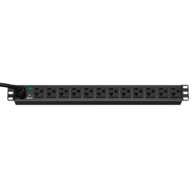 PDU ES2P Básico para Distribución de Energía, Enchufe de Entrada NEMA 5-20P, Con 12 Contactos NEMA 5-20R, Instalación Horizontal de 19in, 1UR, 20 Amp, 120 Vca