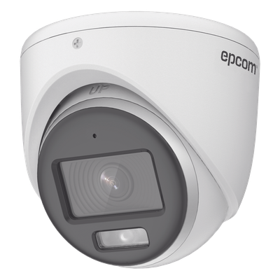 Cámara Turret TURBOHD / 3K 5 Megapixel / Color 24/7 / Luz Blanca 20 m (65.6 ft) / IP67 / Micrófono Integrado / 4 Tecnologías / Lente 2.8 mm