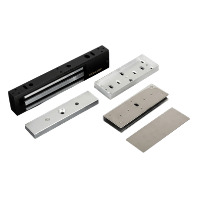 Kit de Control de Acceso / Chapa Magnética 600 lbs (272 kg) / Montaje en U para Puerta de Cristal / Uso Interior / UL / Aluminio Anodizado