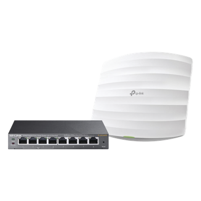 Kit Access Point y Switch PoE / Doble Banda AC / 1750 Mbps / 8 Puertos Gigabit / 55W PoE Total